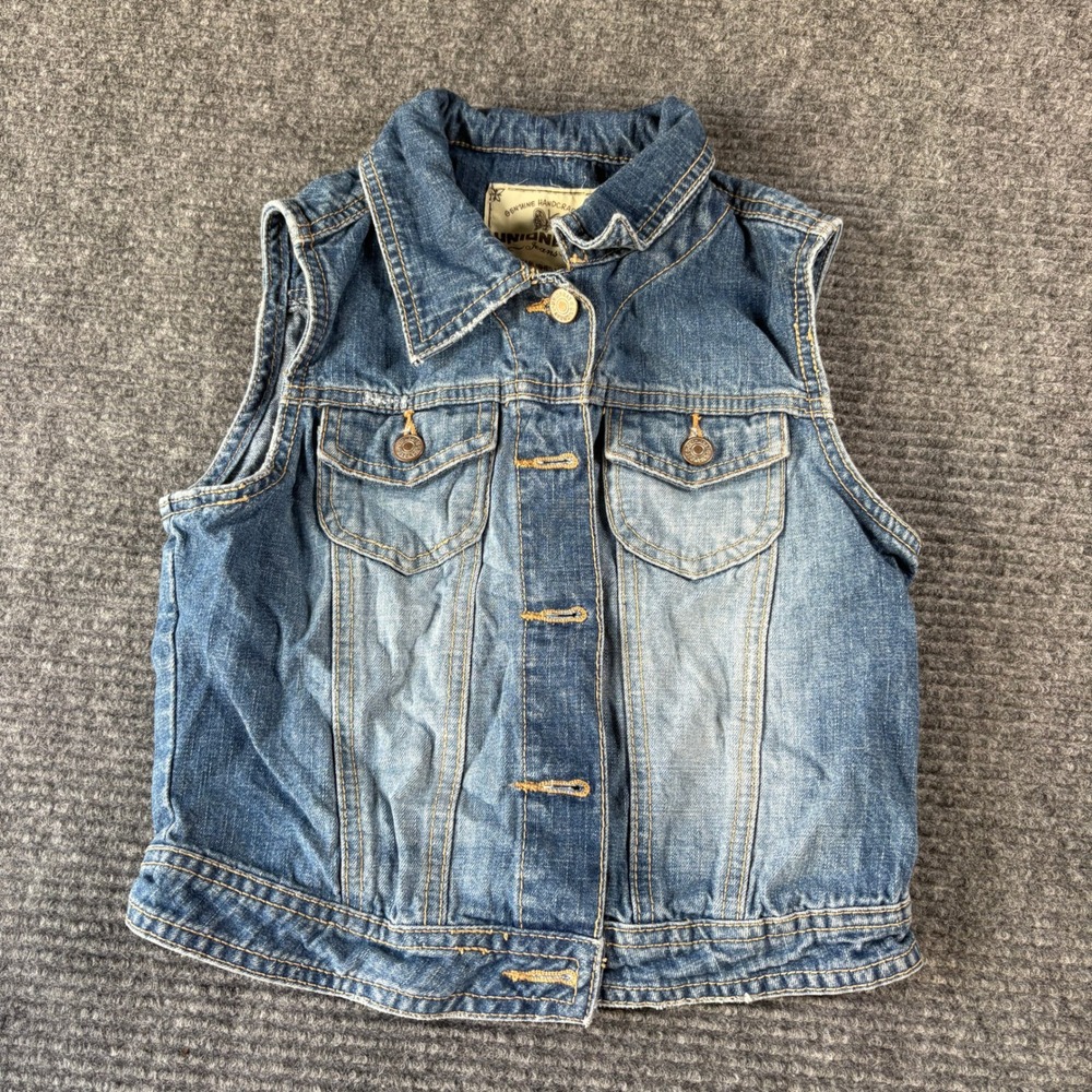 Unionbay Jeans Womens Medium Blue Denim Trucker Vest Button Up 100% Cotton 4482